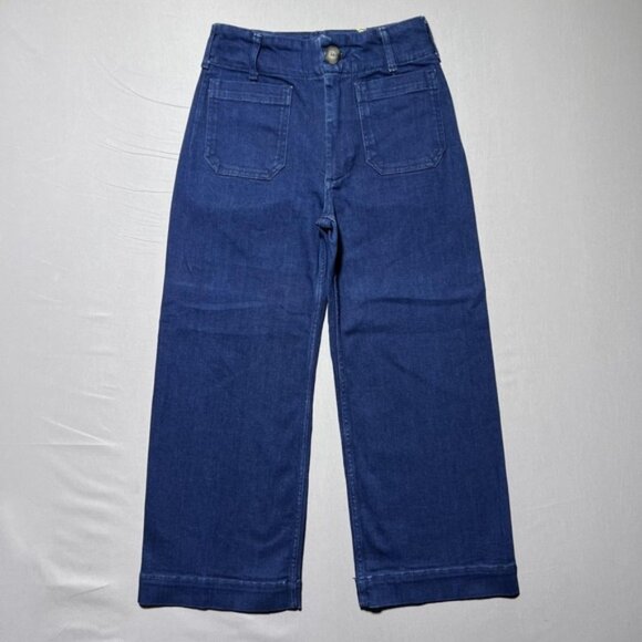 Maeve Anthropologie The Colette Jeans Womens 25P Blue High Rise Wide Leg Cropped - Picture 1 of 15